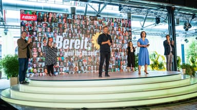Der Bundesvorstand von BÜNDNIS 90/DIE GRÜNEN auf dem digitalen Parteitag in Berlin.