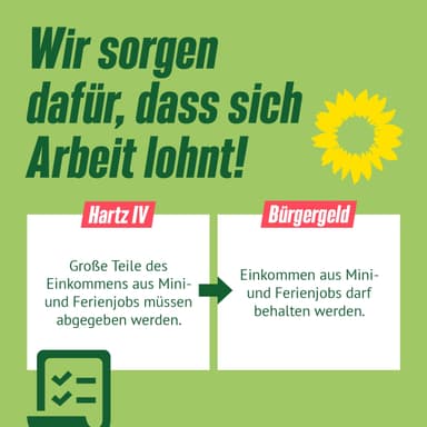Grafik mit Aufschrift: "Wir sorgen dafür, dass sich Arbeit lohnt!"