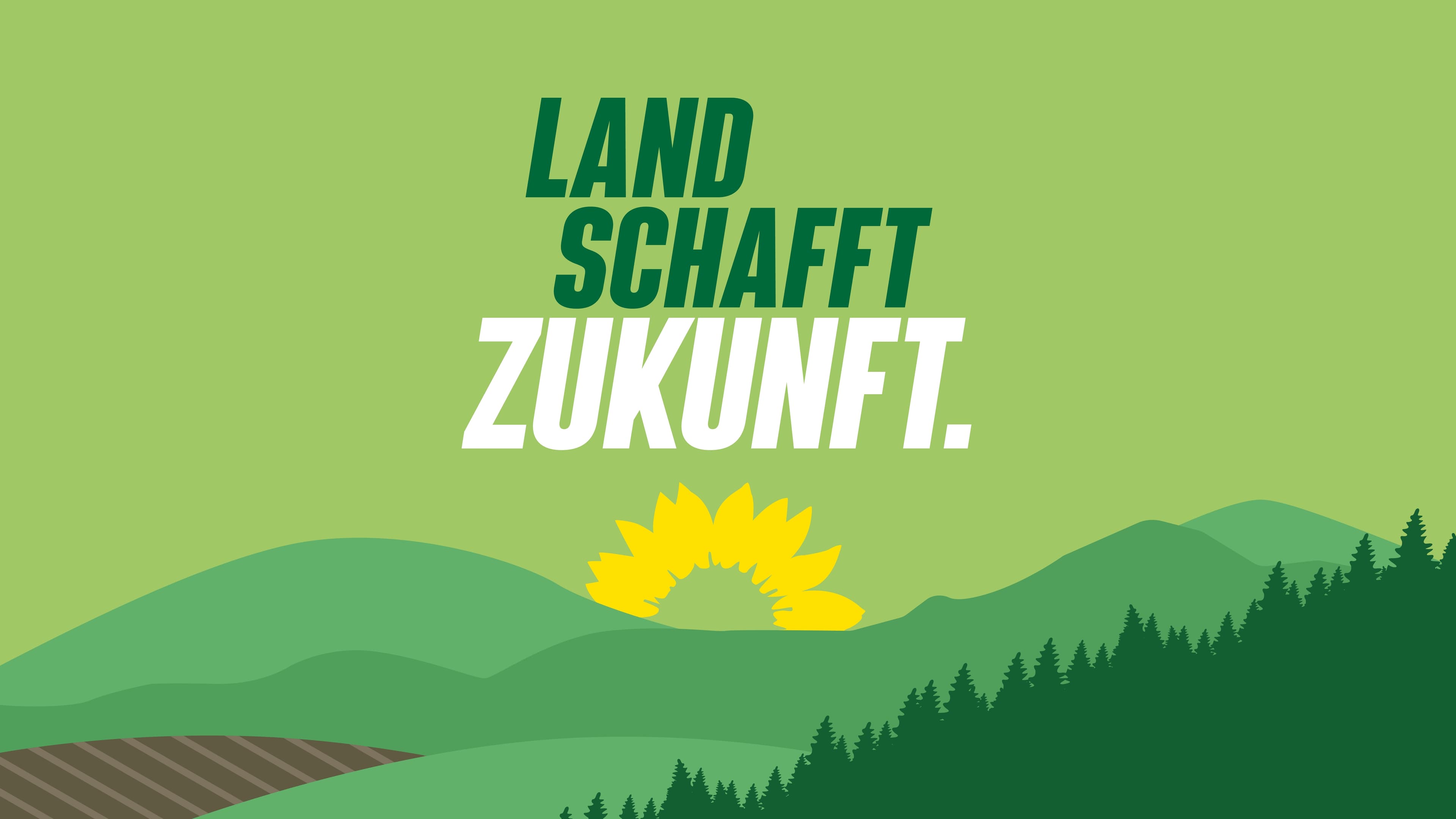 Grüne und weiße Schrift auf grünem Hintergrund