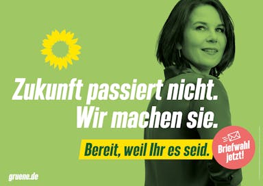 Wahlplakat Annalena Baerbock: "Zukunft passiert nicht. Wir machen sie. Bereit, weil Ihr es seid."